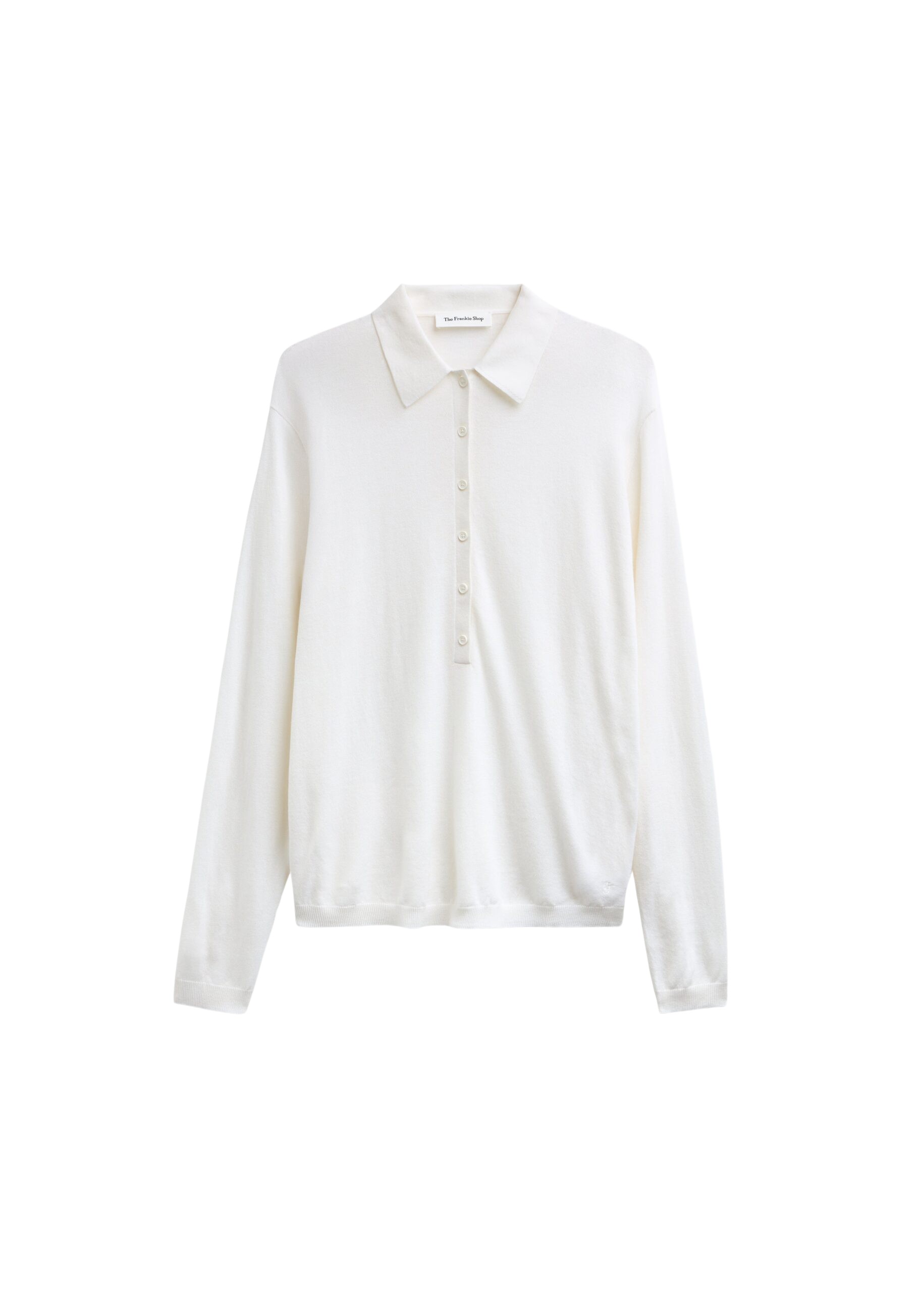 The Frankie Shop Tala Knit V-Neck Polo – White