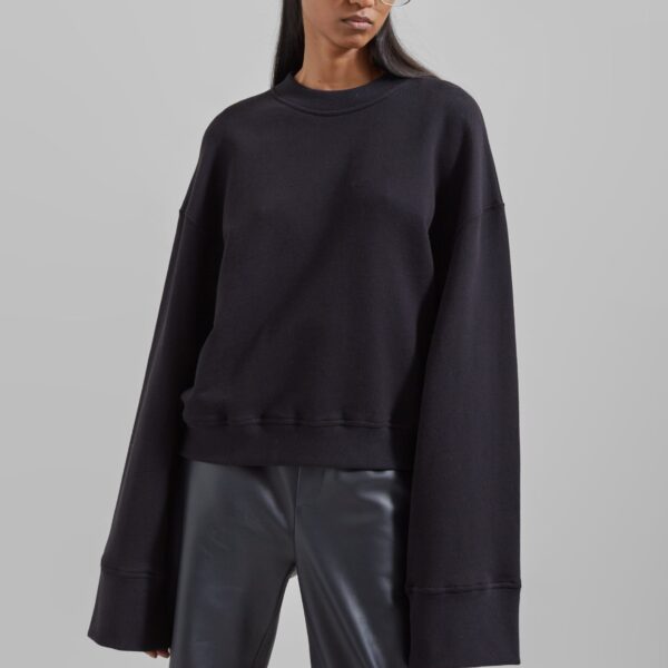 The Frankie Shop Talia Sweatshirt - Black - Oversized Minimalist Tops in Black - Shop at Coveti