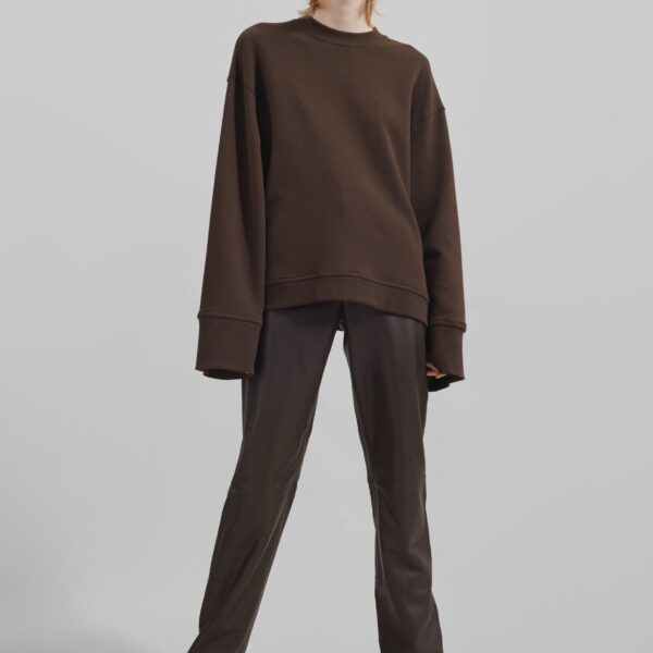 The Frankie Shop Talia Sweatshirt - Brown - Oversized Minimalist Tops in Beige - Shop at Coveti