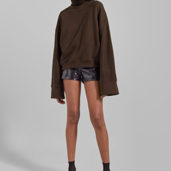 The Frankie Shop Talia Sweatshirt - Brown - Oversized Minimalist Tops in Beige - Shop at Coveti