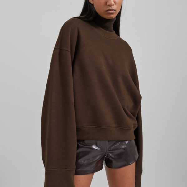 The Frankie Shop Talia Sweatshirt - Brown - Oversized Minimalist Tops in Beige - Shop at Coveti