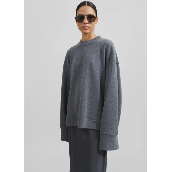 The Frankie Shop Talia Sweatshirt – Dark Grey Top, view 3