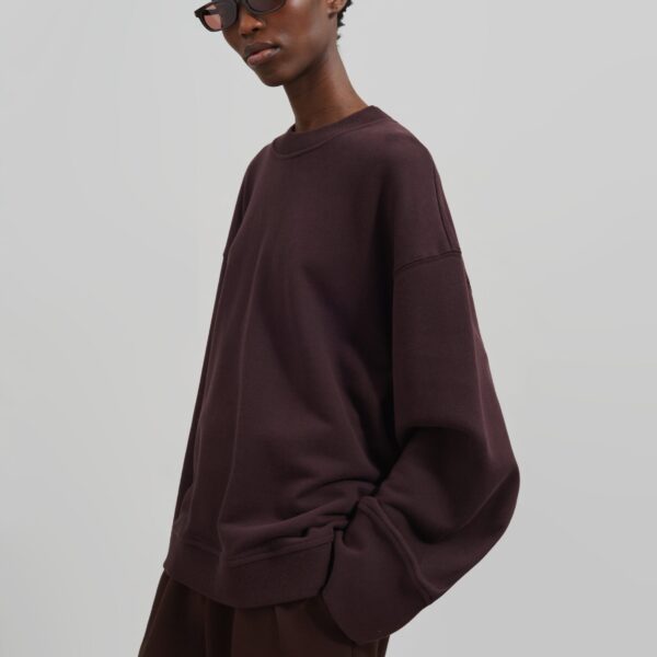 The Frankie Shop Talia Sweatshirt - Dark Plum - Oversized Minimalist Tops in Purple - Shop at Coveti