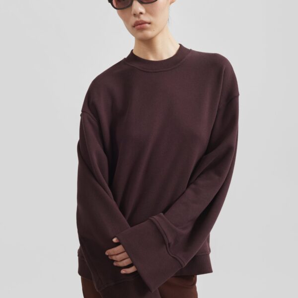 The Frankie Shop Talia Sweatshirt - Dark Plum - Oversized Minimalist Tops in Purple - Shop at Coveti