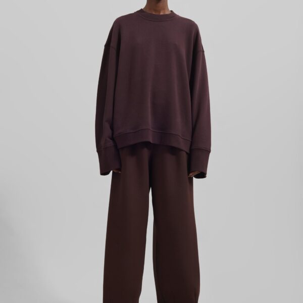 The Frankie Shop Talia Sweatshirt - Dark Plum - Oversized Minimalist Tops in Purple - Shop at Coveti