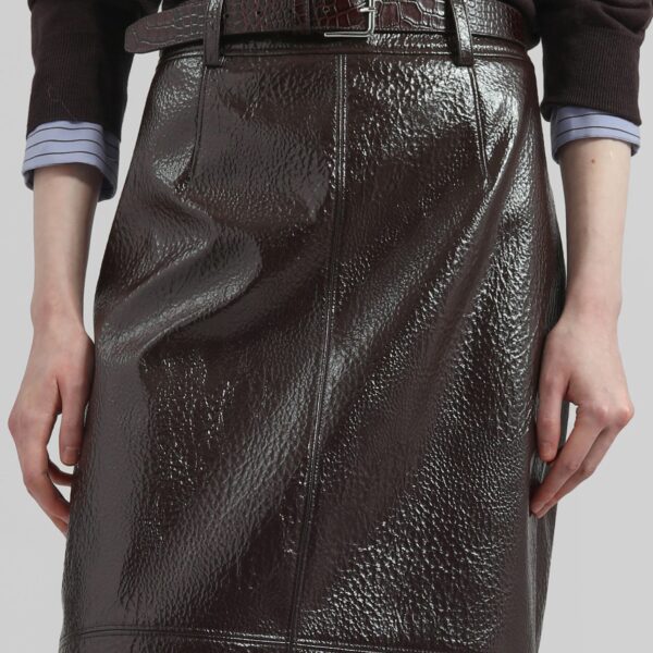 The Frankie Shop Taney Crackled Pencil Skirt - Brown - Oversized Minimalist Skirts in Beige - Shop at Coveti