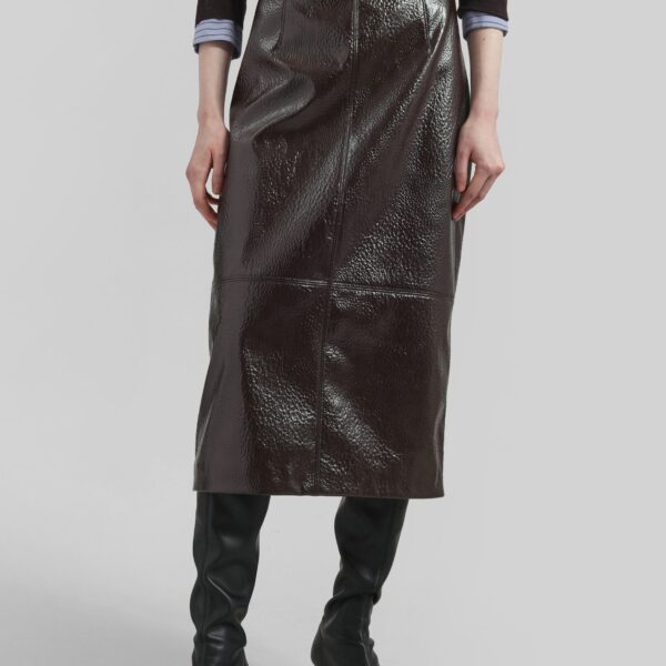 The Frankie Shop Taney Crackled Pencil Skirt - Brown - Oversized Minimalist Skirts in Beige - Shop at Coveti