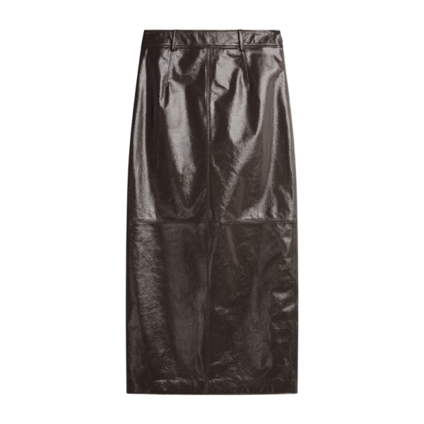 The Frankie Shop Taney Crackled Pencil Skirt - Brown - Oversized Minimalist Skirts in Beige - Shop at Coveti