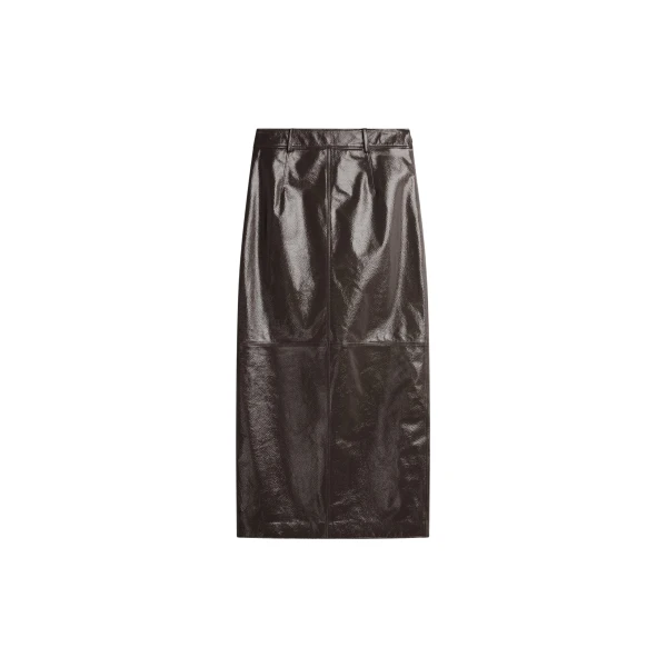 The Frankie Shop Taney Crackled Pencil Skirt - Brown - Oversized Minimalist Skirts in Beige - Shop at Coveti