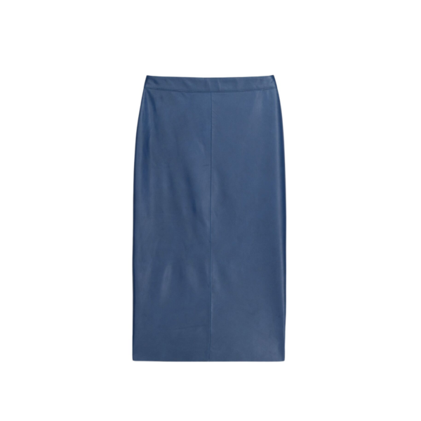 The Frankie Shop Taney Leather Midi Skirt - Cobalt - Oversized Minimalist Skirts in Blue - Shop at Coveti