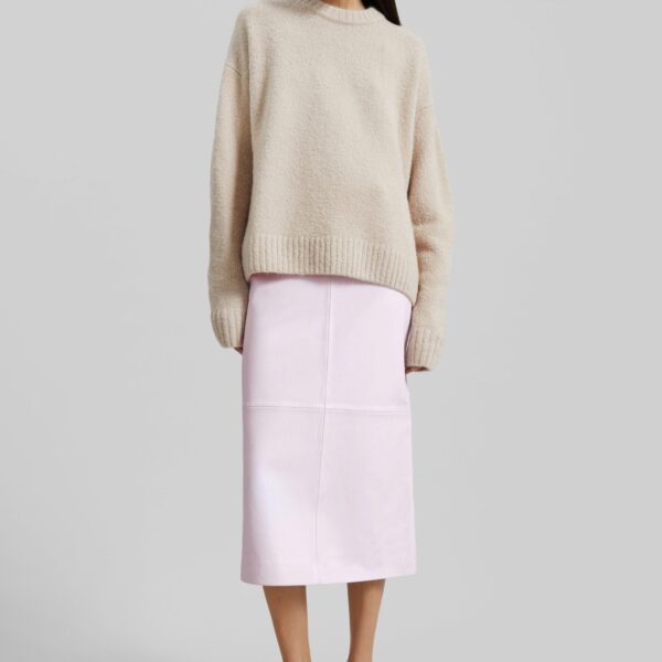 The Frankie Shop Taney Leather Pencil Skirt - Faded Pink - Oversized Minimalist Skirts in Pink - Shop at Coveti