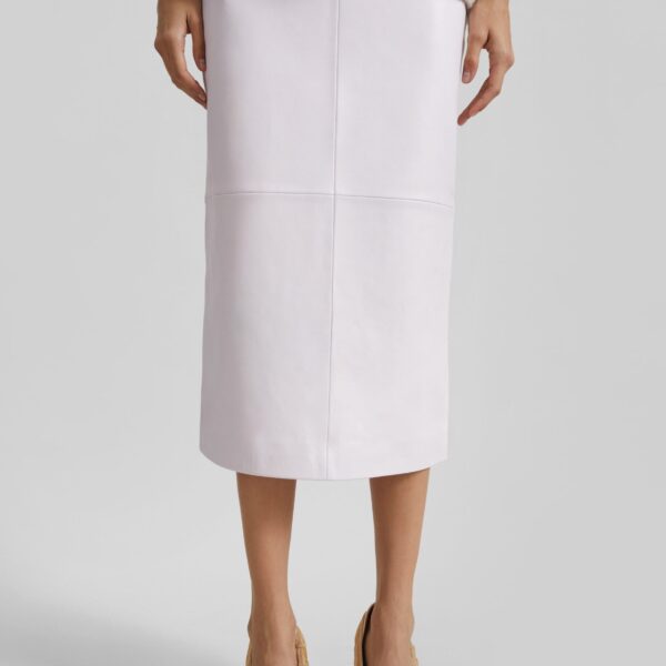 The Frankie Shop Taney Leather Pencil Skirt - Faded Pink - Oversized Minimalist Skirts in Pink - Shop at Coveti