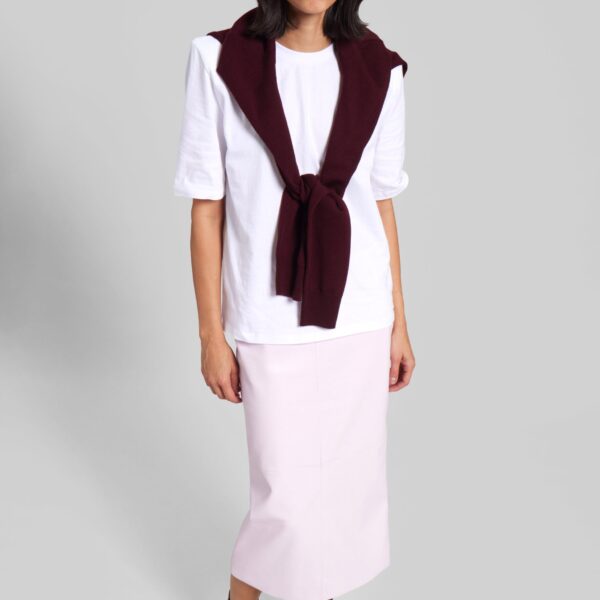 The Frankie Shop Taney Leather Pencil Skirt - Faded Pink - Oversized Minimalist Skirts in Pink - Shop at Coveti