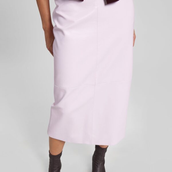 The Frankie Shop Taney Leather Pencil Skirt - Faded Pink - Oversized Minimalist Skirts in Pink - Shop at Coveti