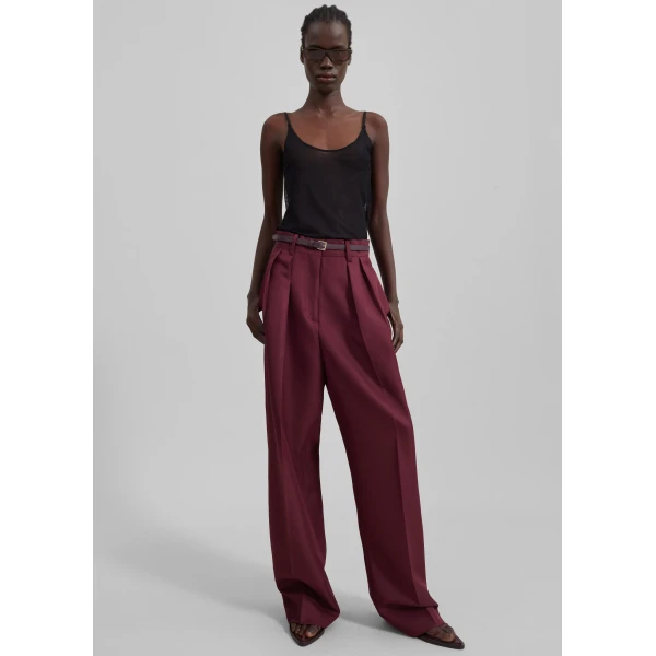 The Frankie Shop Tansy Pleated Trousers – Burgundy, view 2