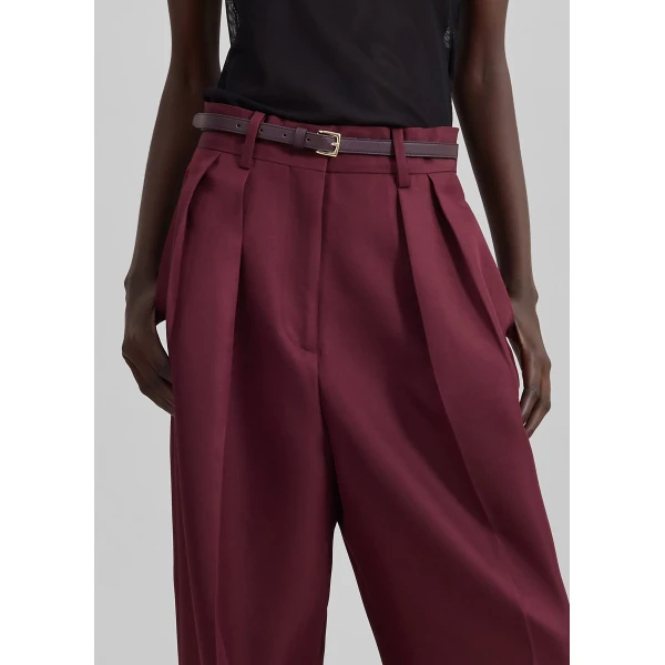 The Frankie Shop Tansy Pleated Trousers – Burgundy, view 4