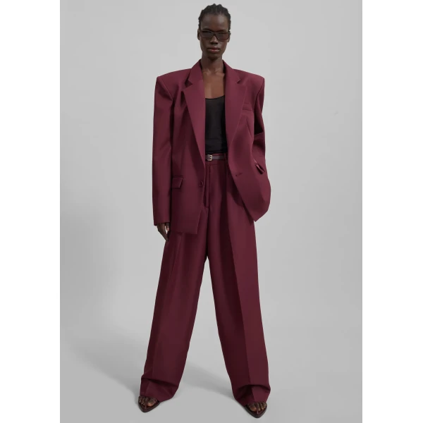 The Frankie Shop Tansy Pleated Trousers – Burgundy, view 5