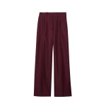 The Frankie Shop Tansy Pleated Trousers - Burgundy - Oversized Minimalist Pants in Red - Shop at Coveti