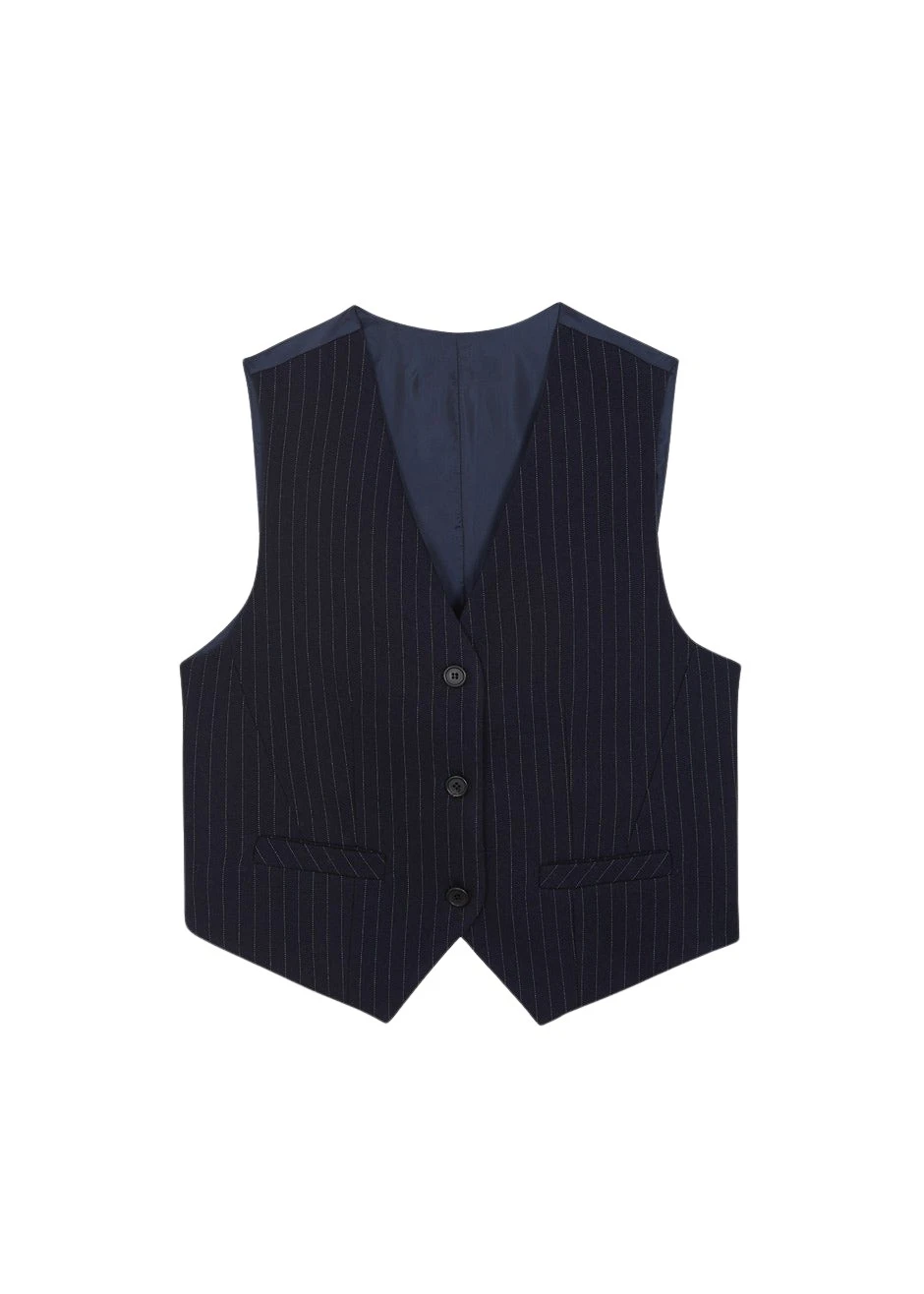 The-Frankie-Shop-Tansy-Tailored-Vest-Navy-Pinstripe-coveti94923_nobg The Frankie Shop Tansy Tailored Vest - Navy Pinstripe - Oversized Minimalist Jackets in Multicolour - Shop at Coveti