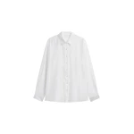 The Frankie Shop Tarra Tie-Front Sheer Shirt - White - Oversized Minimalist Tops in White - Shop at Coveti