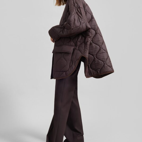 The Frankie Shop Teddy Quilted Jacket - Brown - Oversized Minimalist Jackets in Beige - Shop at Coveti