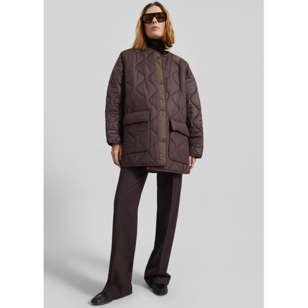 The Frankie Shop Teddy Quilted Jacket – Brown, view 6