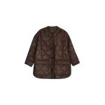 The Frankie Shop Teddy Quilted Jacket - Brown - Oversized Minimalist Jackets in Beige - Shop at Coveti