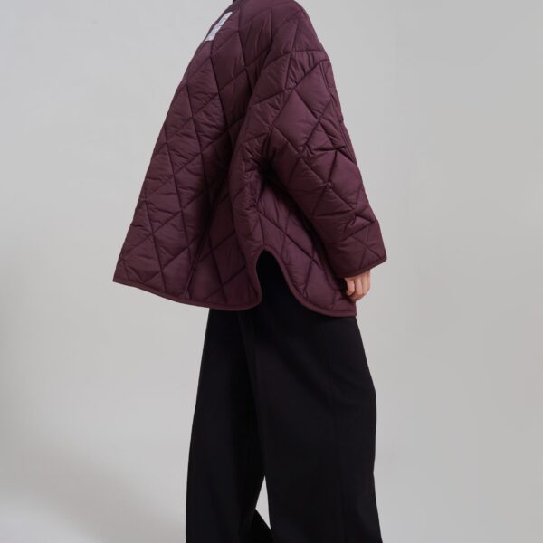 The Frankie Shop Teddy Quilted Jacket - Burgundy - Oversized Minimalist Jackets in Red - Shop at Coveti