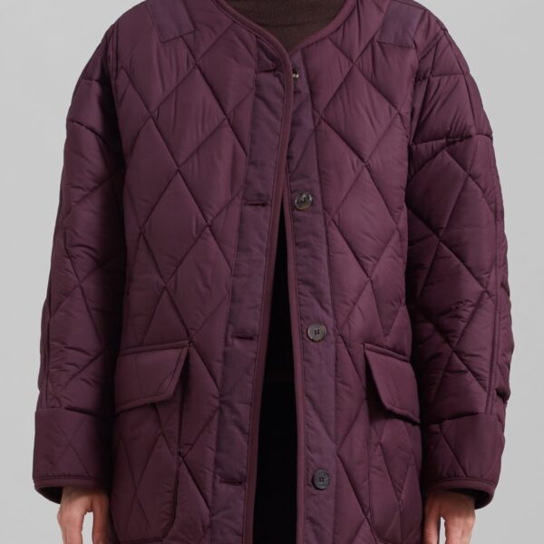 The Frankie Shop Teddy Quilted Jacket - Burgundy - Oversized Minimalist Jackets in Red - Shop at Coveti
