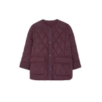 The Frankie Shop Teddy Quilted Jacket - Burgundy - Oversized Minimalist Jackets in Red - Shop at Coveti