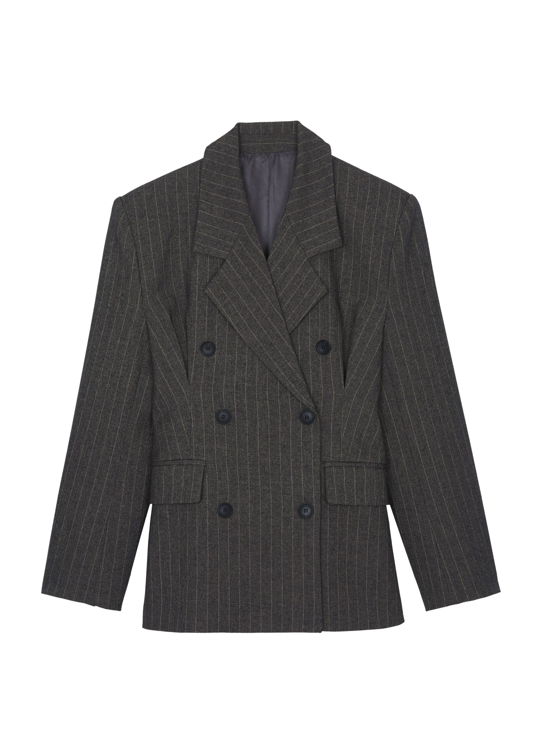 The Frankie Shop Tenby Striped Cinched Blazer – Brown Melange