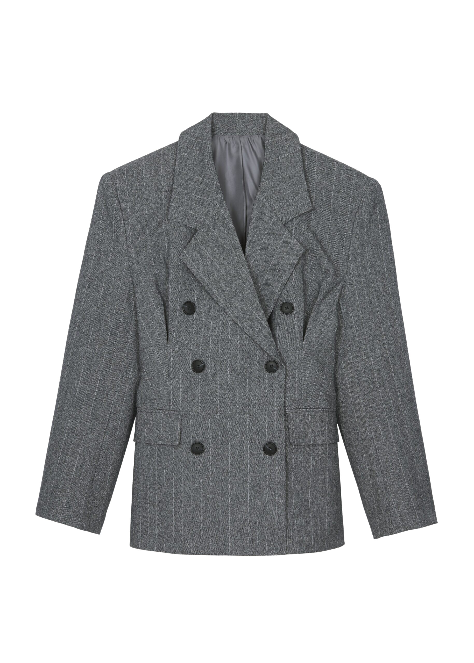 The Frankie Shop Tenby Striped Cinched Blazer – Grey Melange