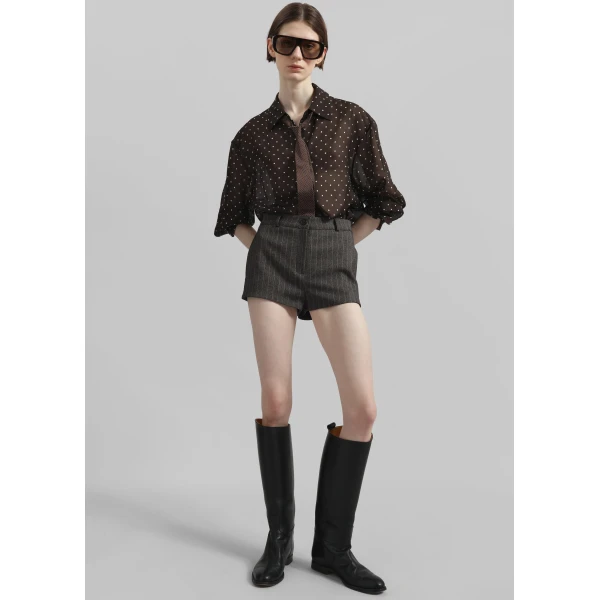 The Frankie Shop Tenby Striped Hot Pants – Brown Melange, view 2