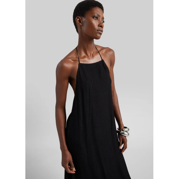 The Frankie Shop Textured Weave Halter Dress – Black, view 4