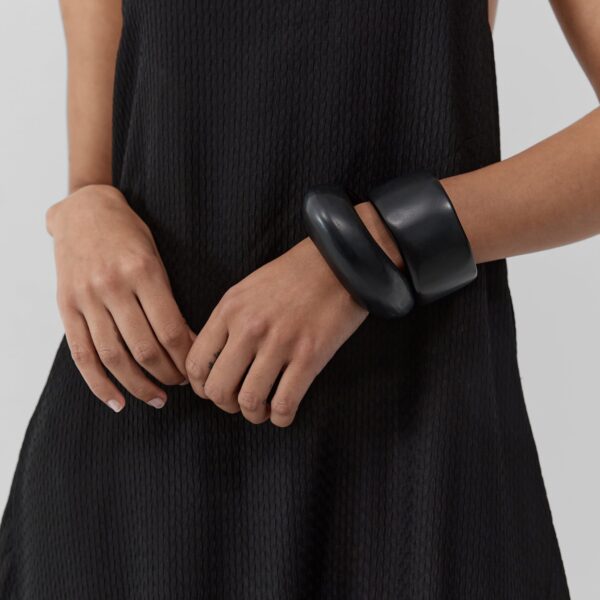 The Frankie Shop Textured Weave Halter Dress - Black - Oversized Minimalist Dresses in Black - Shop at Coveti