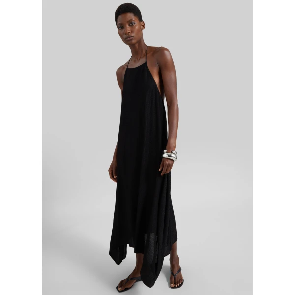 The Frankie Shop Textured Weave Halter Dress – Black, view 6