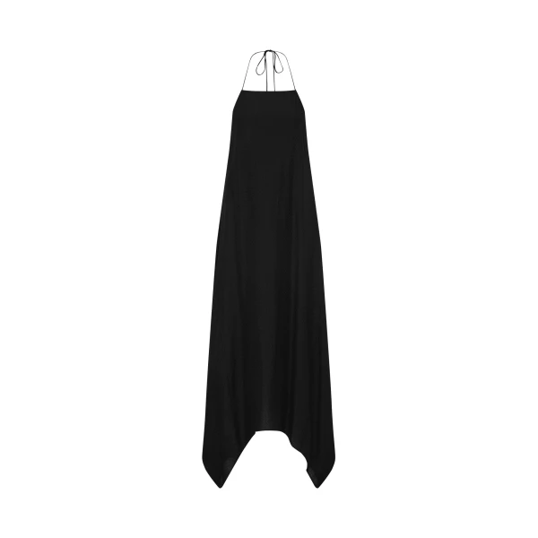 The Frankie Shop Textured Weave Halter Dress - Black - Oversized Minimalist Dresses in Black - Shop at Coveti