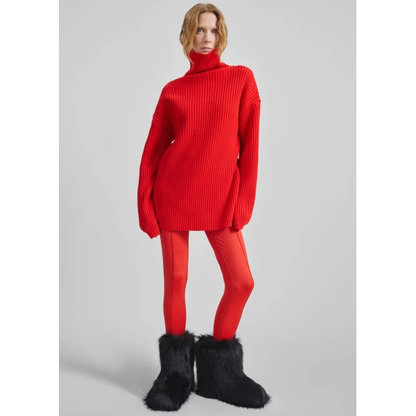 The Frankie Shop Thelma Ribbed Sweater Dress – Red, view 6