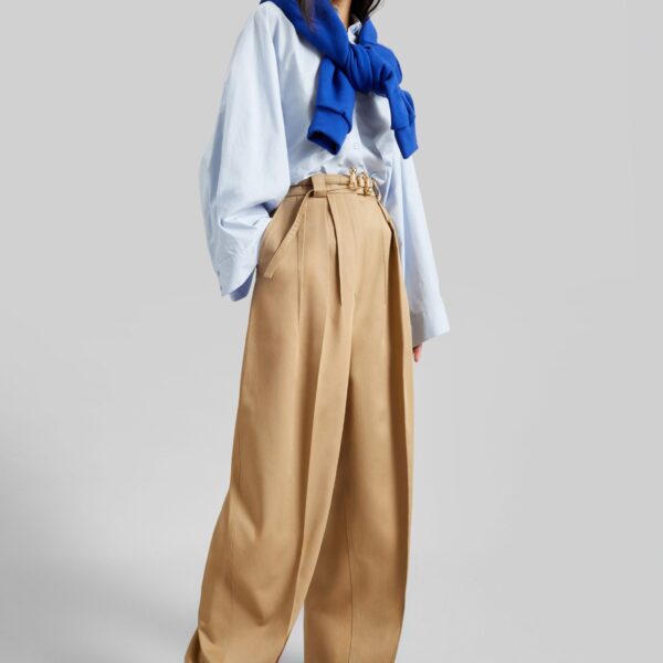 The Frankie Shop Tila Wide Sleeve Shirt - Light Blue - Oversized Minimalist Tops in Blue - Shop at Coveti