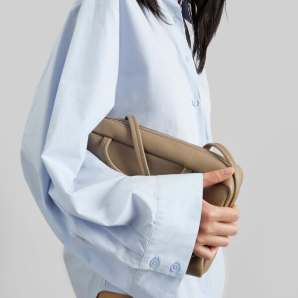 The Frankie Shop Tila Wide Sleeve Shirt - Light Blue - Oversized Minimalist Tops in Blue - Shop at Coveti