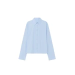 The Frankie Shop Tila Wide Sleeve Shirt - Light Blue - Oversized Minimalist Tops in Blue - Shop at Coveti