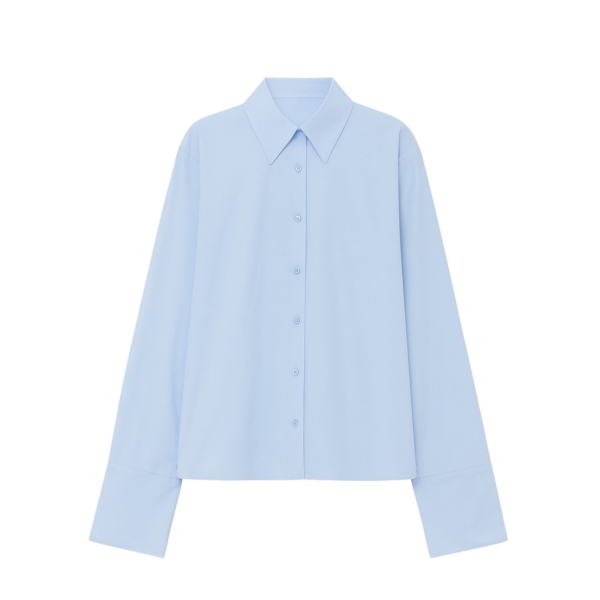 The Frankie Shop Tila Wide Sleeve Shirt - Light Blue - Oversized Minimalist Tops in Blue - Shop at Coveti