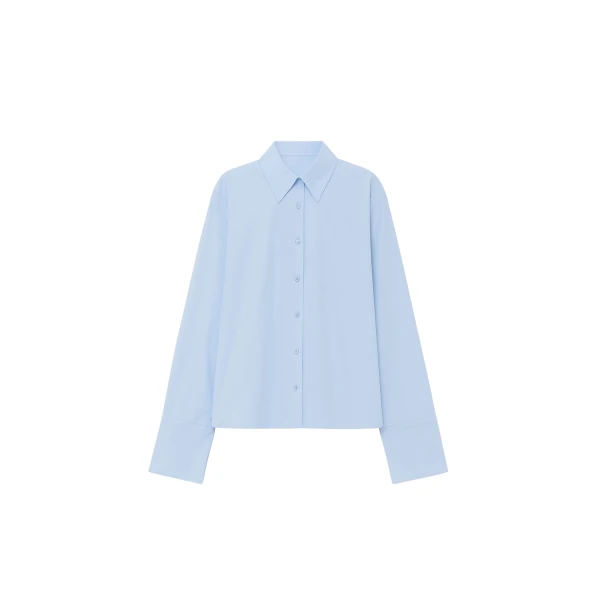 The Frankie Shop Tila Wide Sleeve Shirt - Light Blue - Oversized Minimalist Tops in Blue - Shop at Coveti