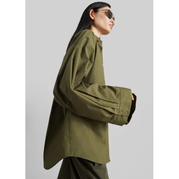 The Frankie Shop Tila Wide Sleeve Shirt – Olive, view 4