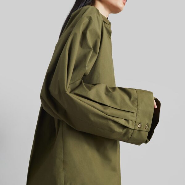 The Frankie Shop Tila Wide Sleeve Shirt - Olive - Oversized Minimalist Tops in Green - Shop at Coveti