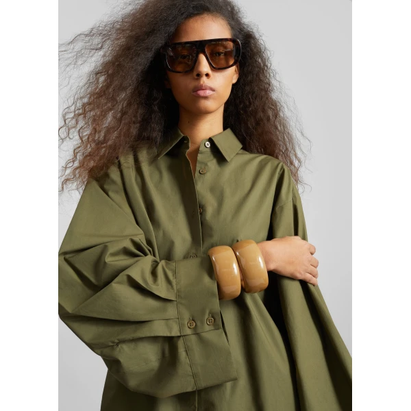 The Frankie Shop Tila Wide Sleeve Shirt – Olive, view 6