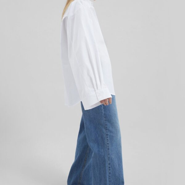 The Frankie Shop Tila Wide Sleeve Shirt - White - Oversized Minimalist Tops in White - Shop at Coveti