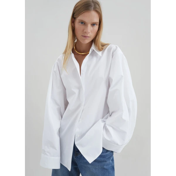 The Frankie Shop Tila Wide Sleeve Shirt – White, view 4