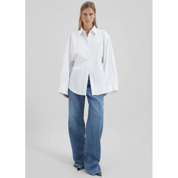 The Frankie Shop Tila Wide Sleeve Shirt – White, view 5