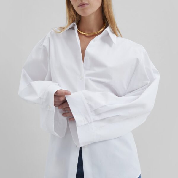 The Frankie Shop Tila Wide Sleeve Shirt - White - Oversized Minimalist Tops in White - Shop at Coveti